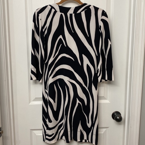 Bisou Bisou Beaded Zebra Print Dress Plunge Neckline Size 8 - Picture 6 of 8